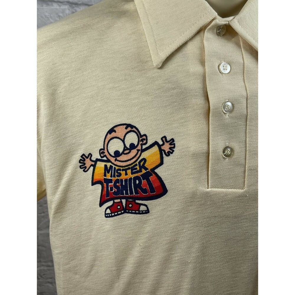 Vtg Mister T-Shirt Beige Men's XL Polo Shirt Made In The USA NOS 50/50 Stedman
